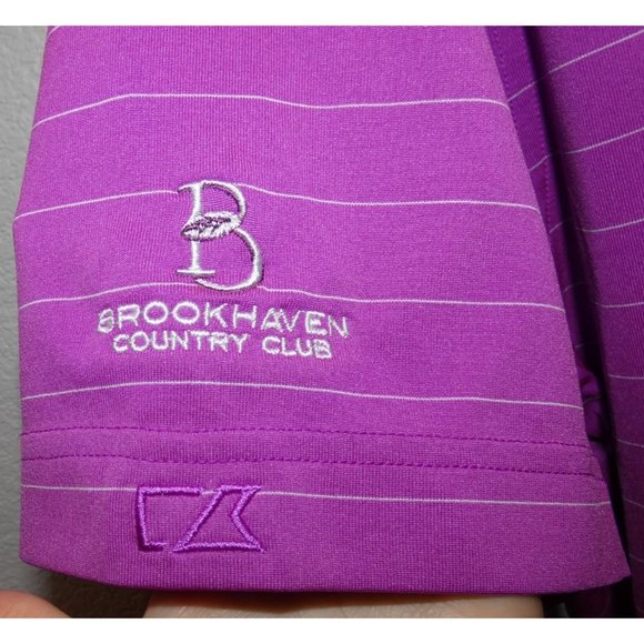 Men's Purple with white stripes Golf Polo, CB  DryTec, XL - Picture 5 of 6